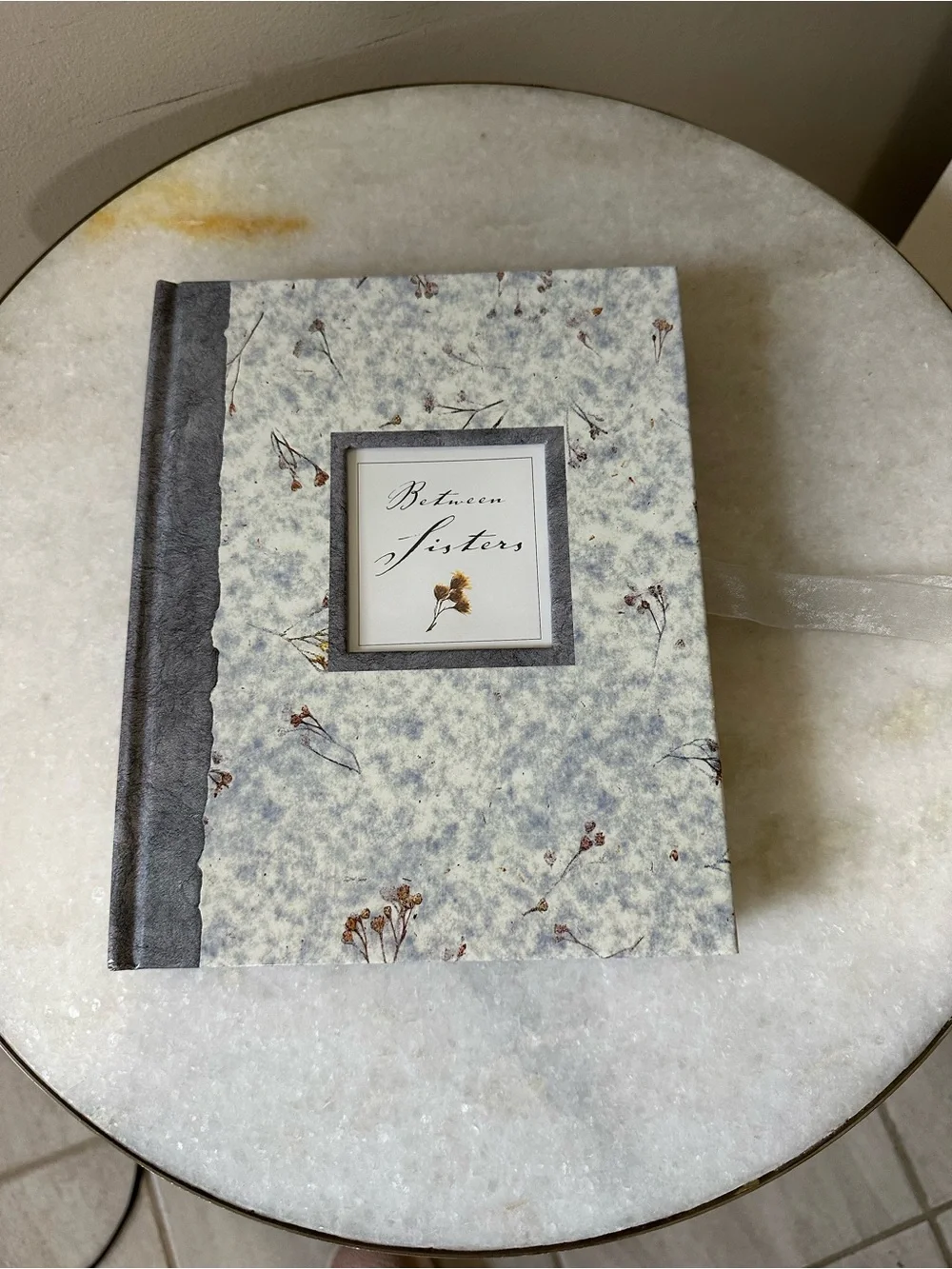 'Between Sisters' Floral Hardcover Photo Album Journal in Pale Blue and Gray